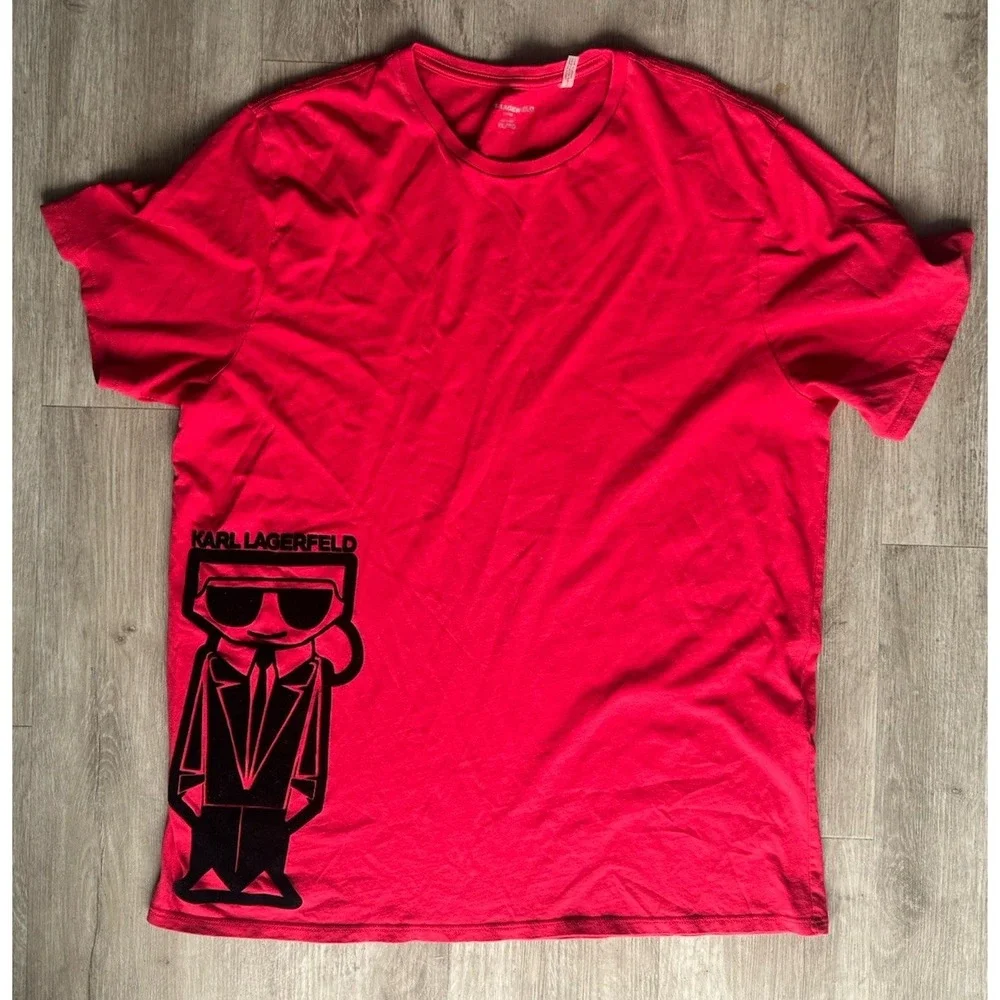 Karl Lagerfeld Paris Graphic T-Shirt Men's XL Red Designer Tee